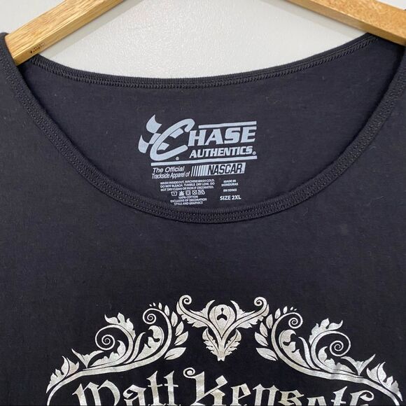Chase Authentics NASCAR Graphic Black Silver Metallic Short Sleeves Size Large - Picture 3 of 6